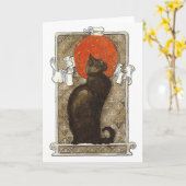 Schwarze Katze - Kunst Nouveau - Theophile Karte (Gelbe Blume)