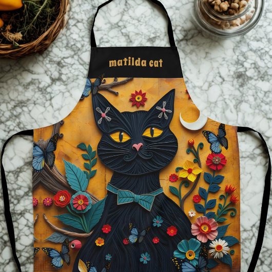 Schwarze Katze Kunst Schürze