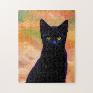 Schwarze Katze Kunst Spaß Kitty Puzzle