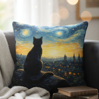 Schwarze Katze Künstlerische & Himmelsstadt Dekora