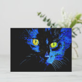 Schwarze Katze künstlerisches Portrait mit markant (Stehend Vorderseite)