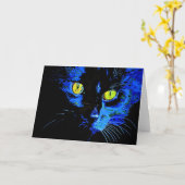 Schwarze Katze künstlerisches Portrait mit markant Karte (Gelbe Blume)