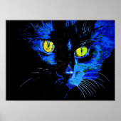 Schwarze Katze künstlerisches Portrait mit markant Poster (Vorne)