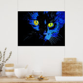 Schwarze Katze künstlerisches Portrait mit markant Poster (Küche)