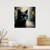 Schwarze Katze Kunstposter Poster (Küche)