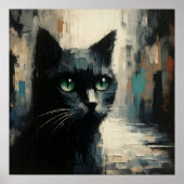 Schwarze Katze Kunstposter Poster (Vorne)