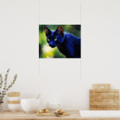 Schwarze Katze Kunstposter Poster (Küche)