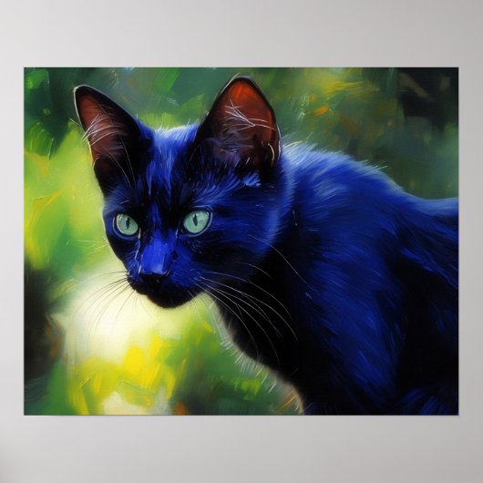 Schwarze Katze Kunstposter Poster (Vorne)