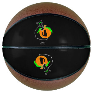 Schwarze Katze Kürbis Basketball