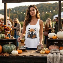 Schwarze Katze Kürbis Halloween Tank Top