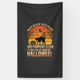 Schwarze Katze Kürbis Halloween Vektordesign Banner