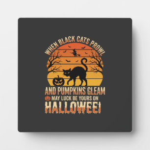 Schwarze Katze Kürbis Halloween Vektordesign Fotoplatte