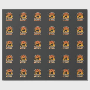 Schwarze Katze Kürbis Halloween Vektordesign Geschenkpapier