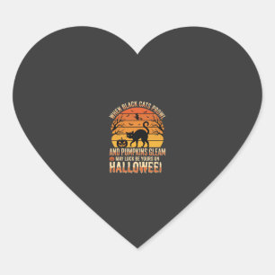 Schwarze Katze Kürbis Halloween Vektordesign Herz-Aufkleber