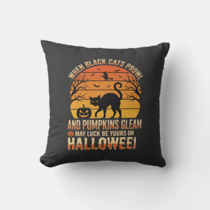 Schwarze Katze Kürbis Halloween Vektordesign Kissen