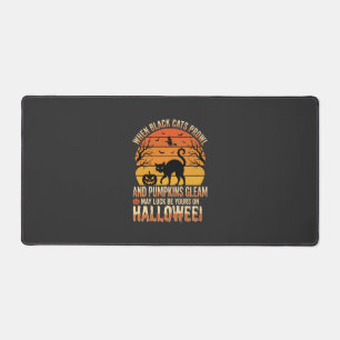 Schwarze Katze Kürbis Halloween Vektordesign Schreibtischunterlage