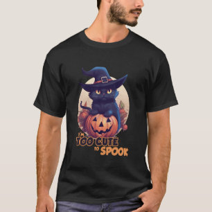 Schwarze Katze Kürbis Ich bin zu süß zum Erschreck T-Shirt