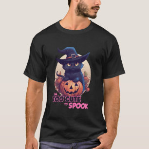 Schwarze Katze Kürbis Ich bin zu süß zum Erschreck T-Shirt
