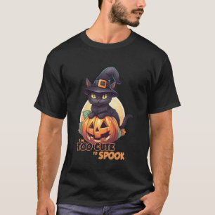 Schwarze Katze Kürbis Ich bin zu süß zum Erschreck T-Shirt