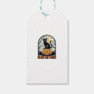 Schwarze Katze Kürbis Vintage Halloween Gravur_1 Geschenkanhänger