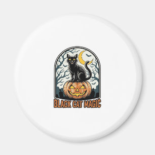 Schwarze Katze Kürbis Vintage Halloween Gravur_1 Magnet