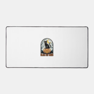 Schwarze Katze Kürbis Vintage Halloween Gravur_1 Schreibtischunterlage