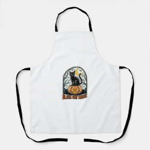 Schwarze Katze Kürbis Vintage Halloween Gravur_1 Schürze