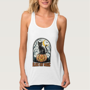 Schwarze Katze Kürbis Vintage Halloween Gravur_1 Tank Top