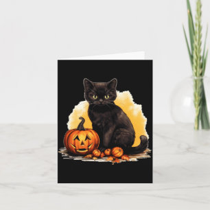 Schwarze Katze Kürbis Vintage Katzen Gruselige Hal Karte