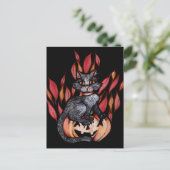 Schwarze Katze Kürbislaterne Herbst Natur Postkarte (Stehend Vorderseite)