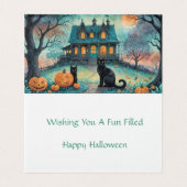 Schwarze Katze, Kürbislaternen, griechisches HausH (Innenseite Aufgefaltet)