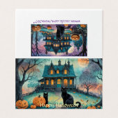 Schwarze Katze, Kürbislaternen, griechisches HausH (Außenseite Aufgefaltet)