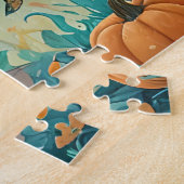 Schwarze Katze, Kürbislaternen, griechisches HausH Puzzle (Seite)