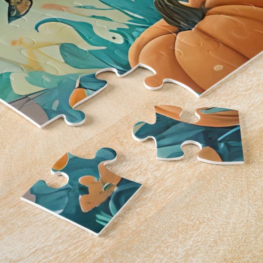 Schwarze Katze, Kürbislaternen, griechisches HausH Puzzle (Seite)