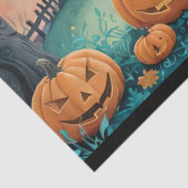 Schwarze Katze, Kürbislaternen, griechisches HausH Seidenpapier (Ausschnitt)