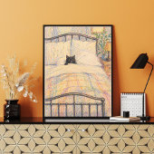 Schwarze Katze Kuschelbett Illustration Poster