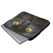 Schwarze Katze Laptopschutzhülle (Vorne Knopf)