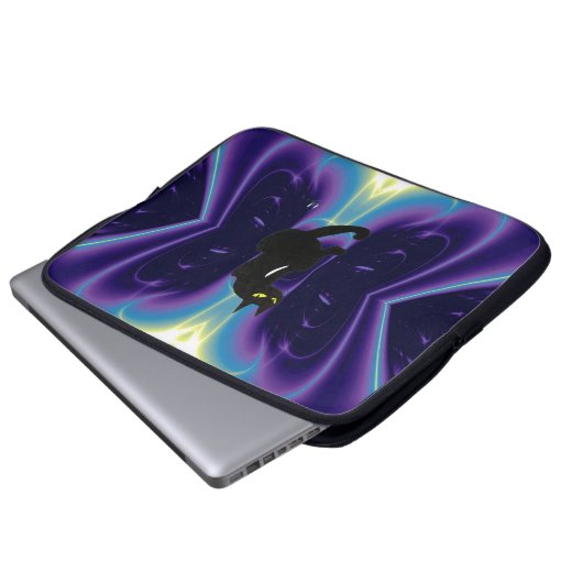 SCHWARZE KATZE LAPTOPSCHUTZHÜLLE (Vorne Knopf)