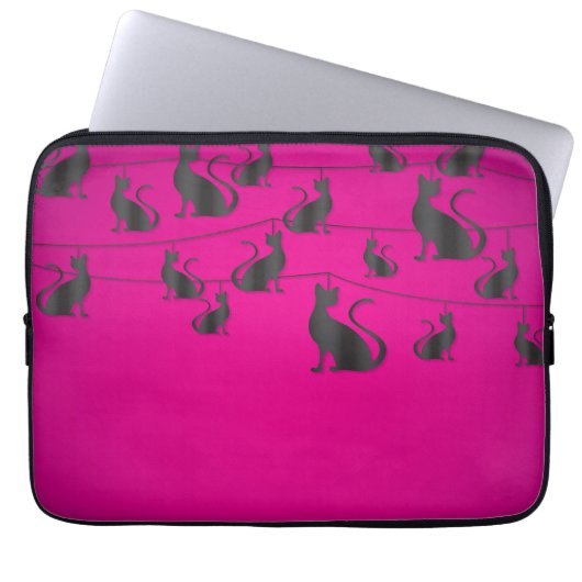 Schwarze Katze Laptopschutzhülle (Vorderseite)