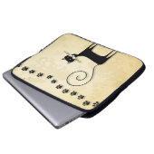 Schwarze Katze Laptopschutzhülle (Vorne Knopf)