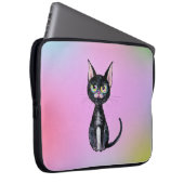 Schwarze Katze Laptopschutzhülle (Vorne Rechts)