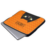 Schwarze Katze Laptopschutzhülle (Vorne Knopf)