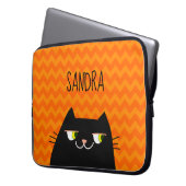 Schwarze Katze Laptopschutzhülle (Vorderseite Links)