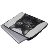 Schwarze Katze Laptopschutzhülle (Vorne Knopf)