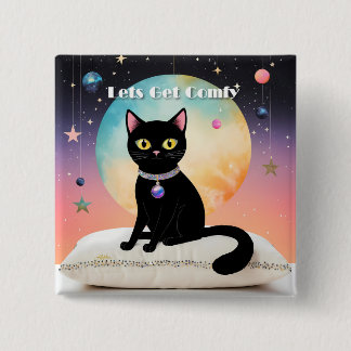 Schwarze Katze - Lass uns es uns gemütlich machen Button
