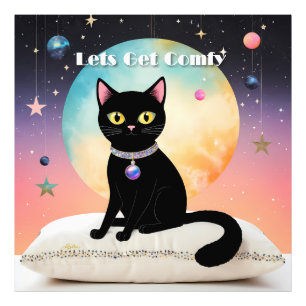 Schwarze Katze - Lass uns es uns gemütlich machen Fotodruck
