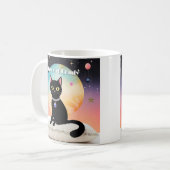 Schwarze Katze - Lass uns es uns gemütlich machen Kaffeetasse (Vorderseite Links)