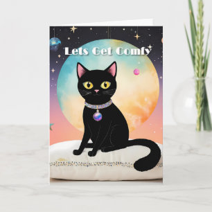 Schwarze Katze - Lass uns es uns gemütlich machen Karte