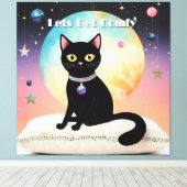 Schwarze Katze - Lass uns es uns gemütlich machen Leinwanddruck (Insitu (Holzboden))
