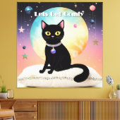 Schwarze Katze - Lass uns es uns gemütlich machen Leinwanddruck (Insitu (Wohnzimmer))